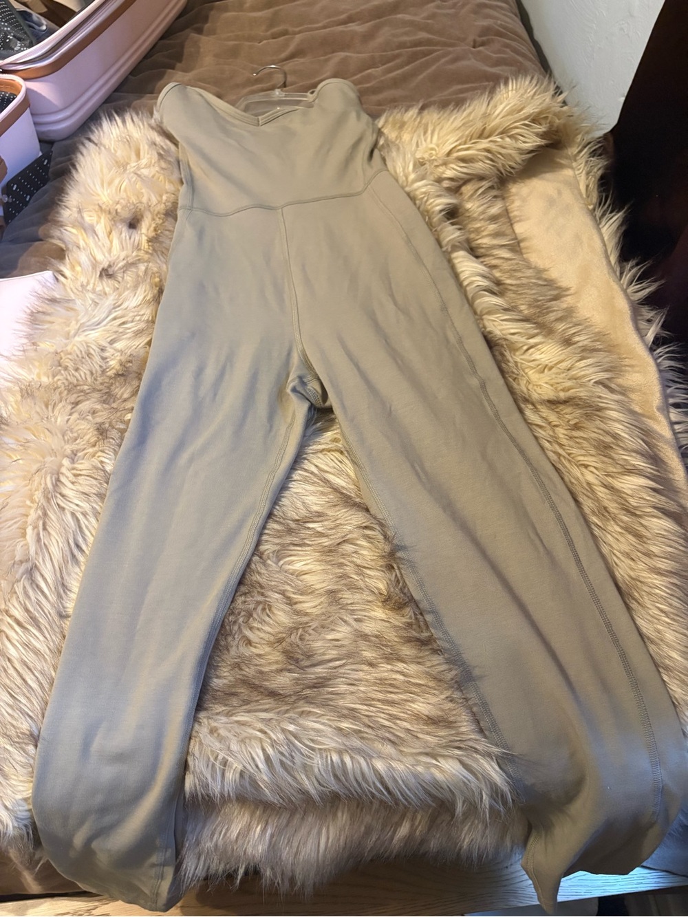 Sleeveless Wide-Leg Jumpsuit in Light Taupe